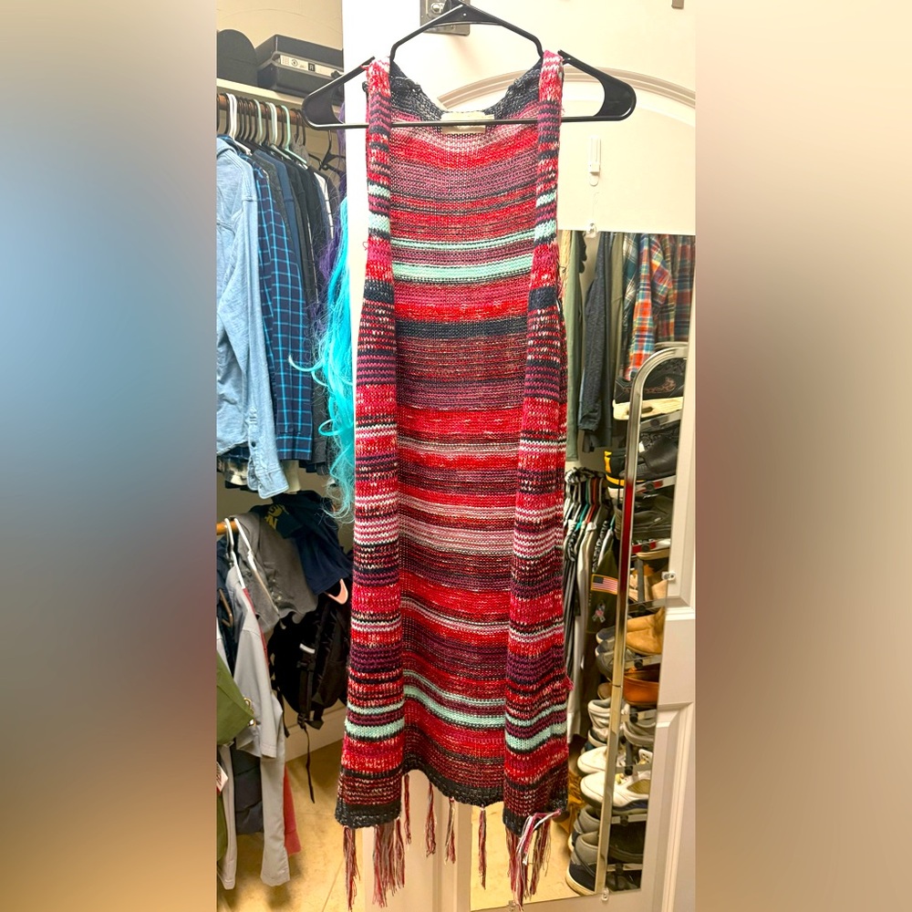 Striped sleeveless boho vest